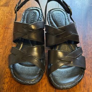 Born Black Leather Strappy Sandals